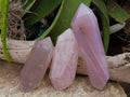 Polished Double Terminated Rose Quartz Points x 3 From Ambatondrazaka, Madagascar - Toprock Gemstones and Minerals 