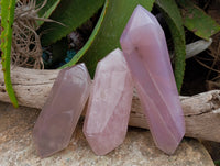 Polished Double Terminated Rose Quartz Points x 3 From Ambatondrazaka, Madagascar