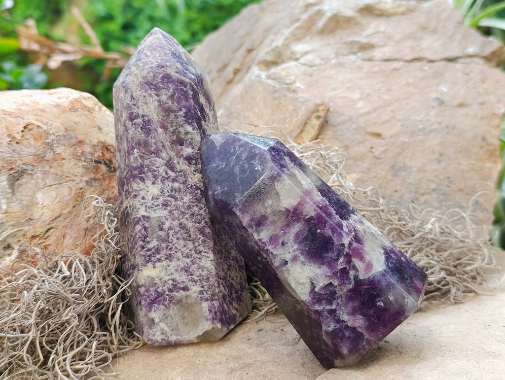 Polished Lepidolite Points x 4 From Vakinankaratra, Madagascar - Toprock Gemstones and Minerals 