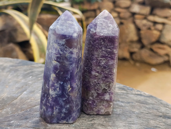 Polished Lepidolite Points x 4 From Vakinankaratra, Madagascar
