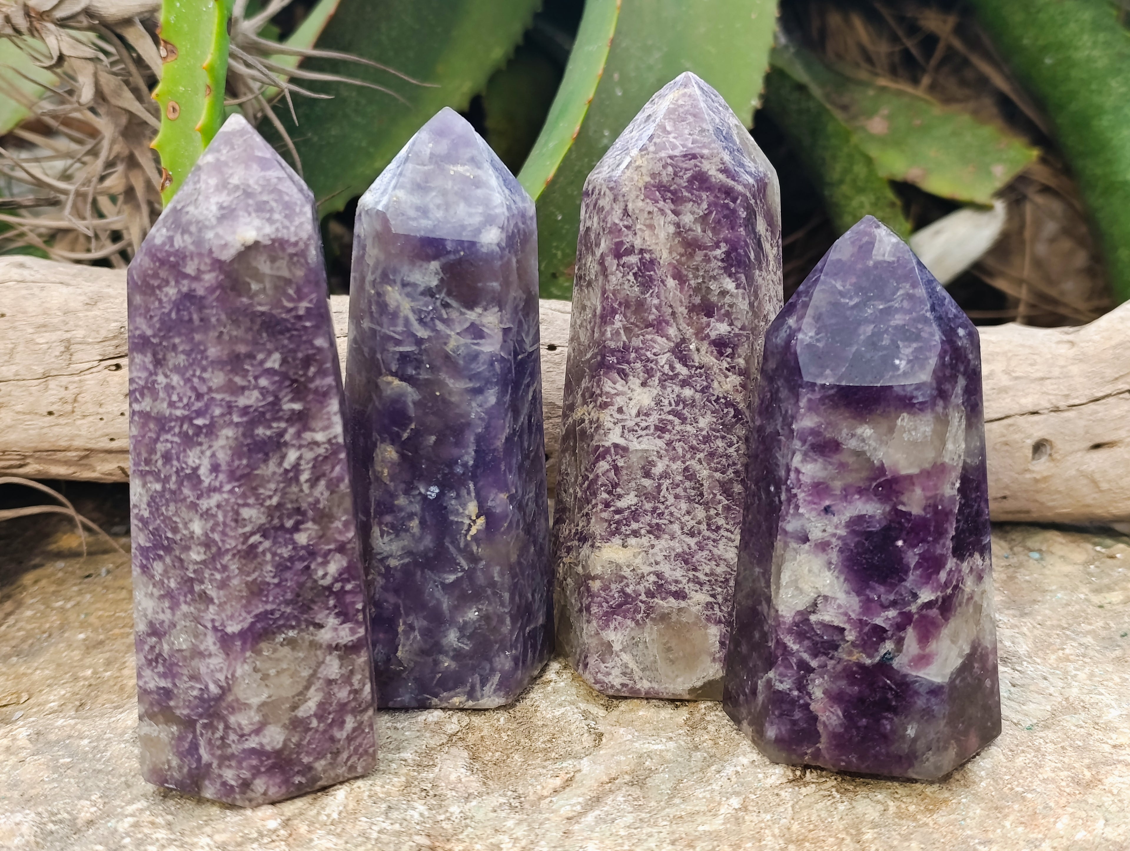 Polished Lepidolite Points x 4 From Vakinankaratra, Madagascar - Toprock Gemstones and Minerals 
