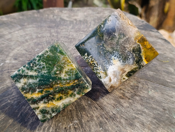Polished Ocean Jasper Cubes x 2 From Marovato, Madagascar