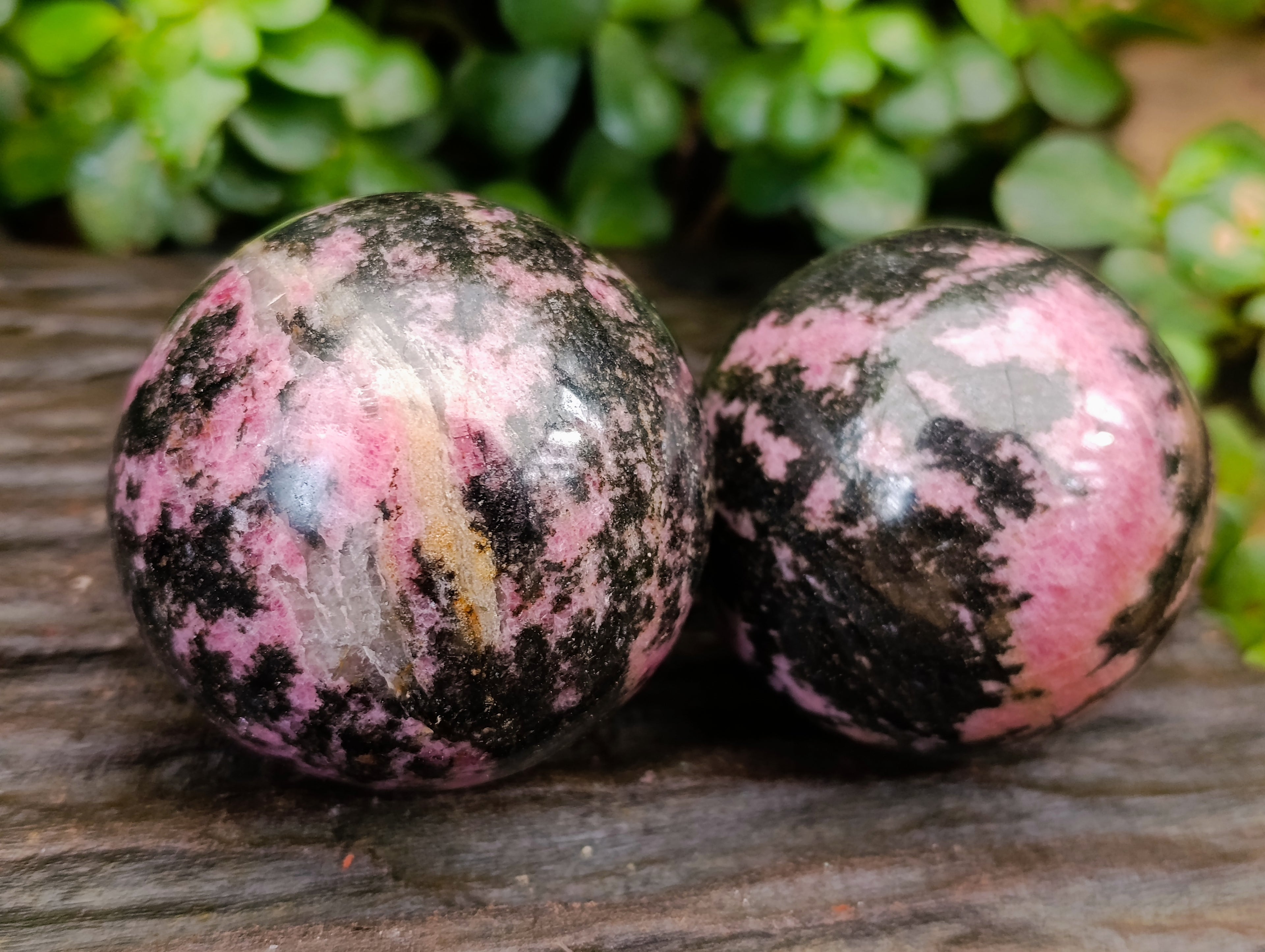 Polished Rhodonite Spheres x 4 From Ambindavato, Madagascar - Toprock Gemstones and Minerals 