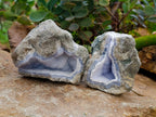 Natural Blue Lace Agate Geode Specimens x 6 From Nsanje, Malawi - Toprock Gemstones and Minerals 