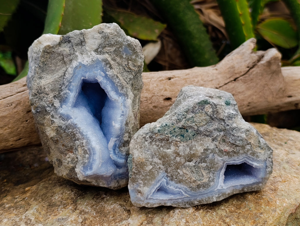 Natural Blue Lace Agate Geode Specimens x 6 From Nsanje, Malawi - Toprock Gemstones and Minerals 