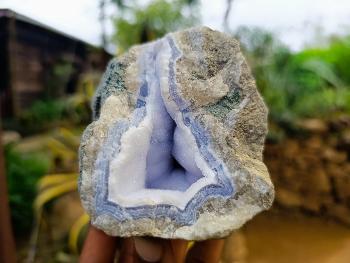 Natural Blue Lace Agate Geode Specimens x 6 From Nsanje, Malawi - Toprock Gemstones and Minerals 