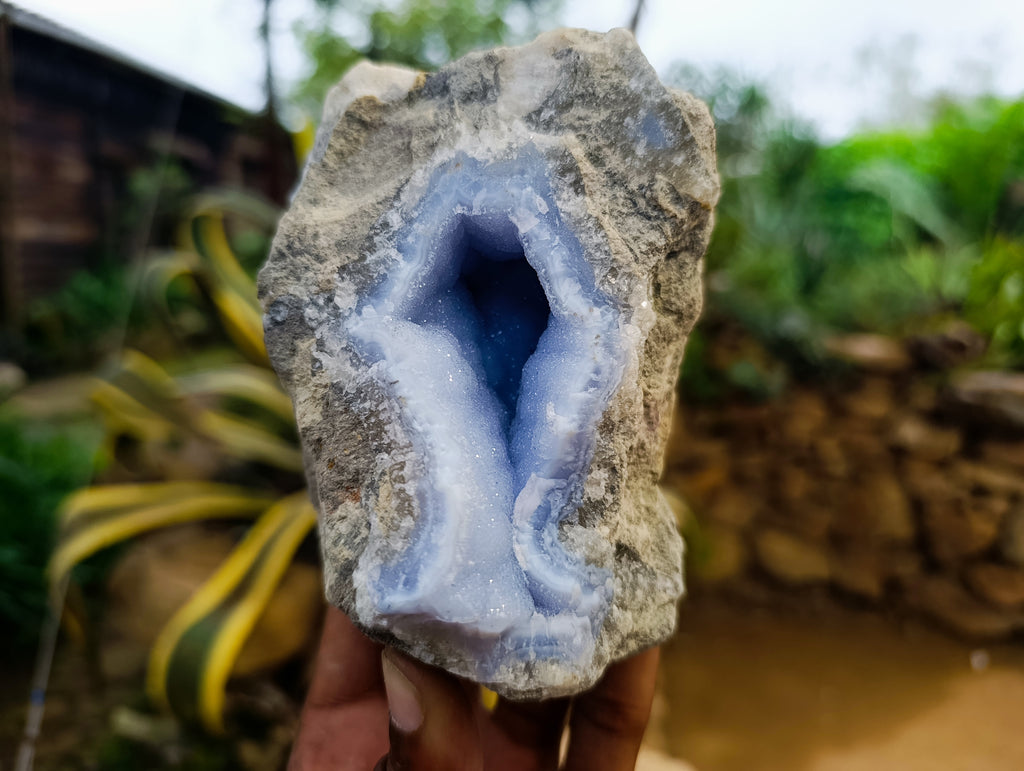 Natural Blue Lace Agate Geode Specimens x 6 From Nsanje, Malawi - Toprock Gemstones and Minerals 