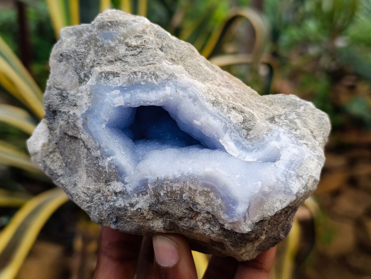 Natural Blue Lace Agate Geode Specimens x 6 From Nsanje, Malawi - Toprock Gemstones and Minerals 