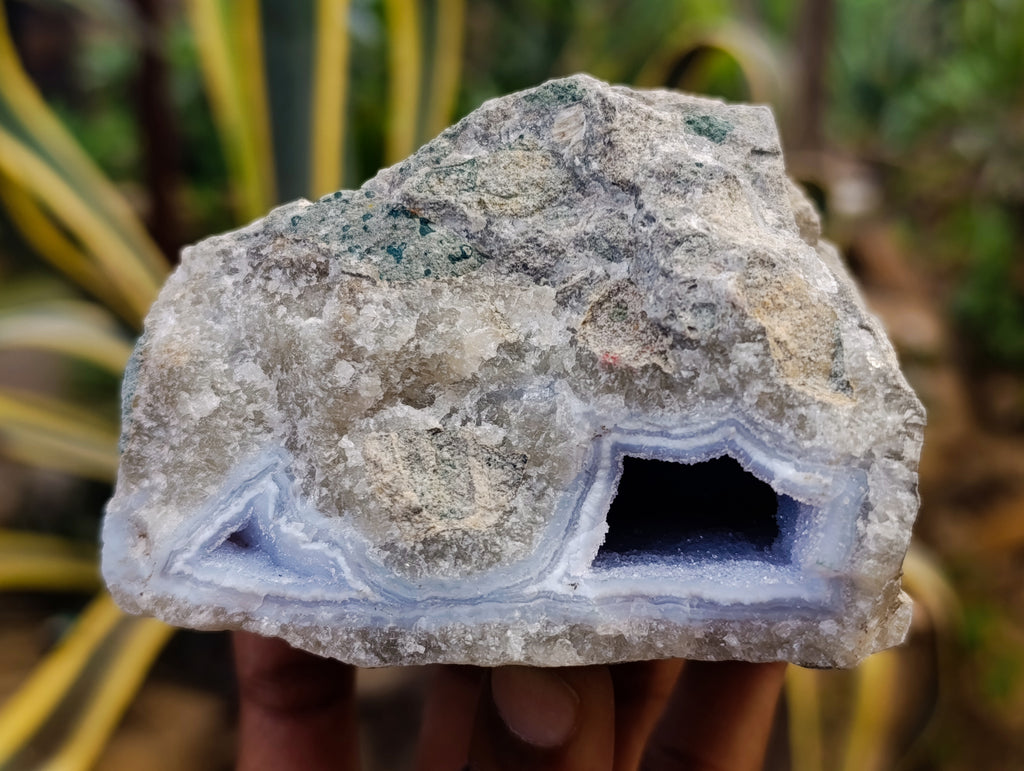 Natural Blue Lace Agate Geode Specimens x 6 From Nsanje, Malawi - Toprock Gemstones and Minerals 