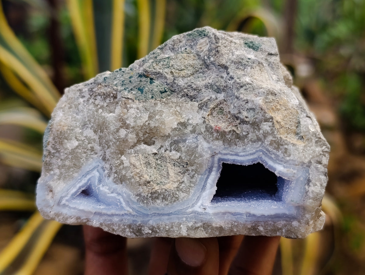 Natural Blue Lace Agate Geode Specimens x 6 From Nsanje, Malawi - Toprock Gemstones and Minerals 