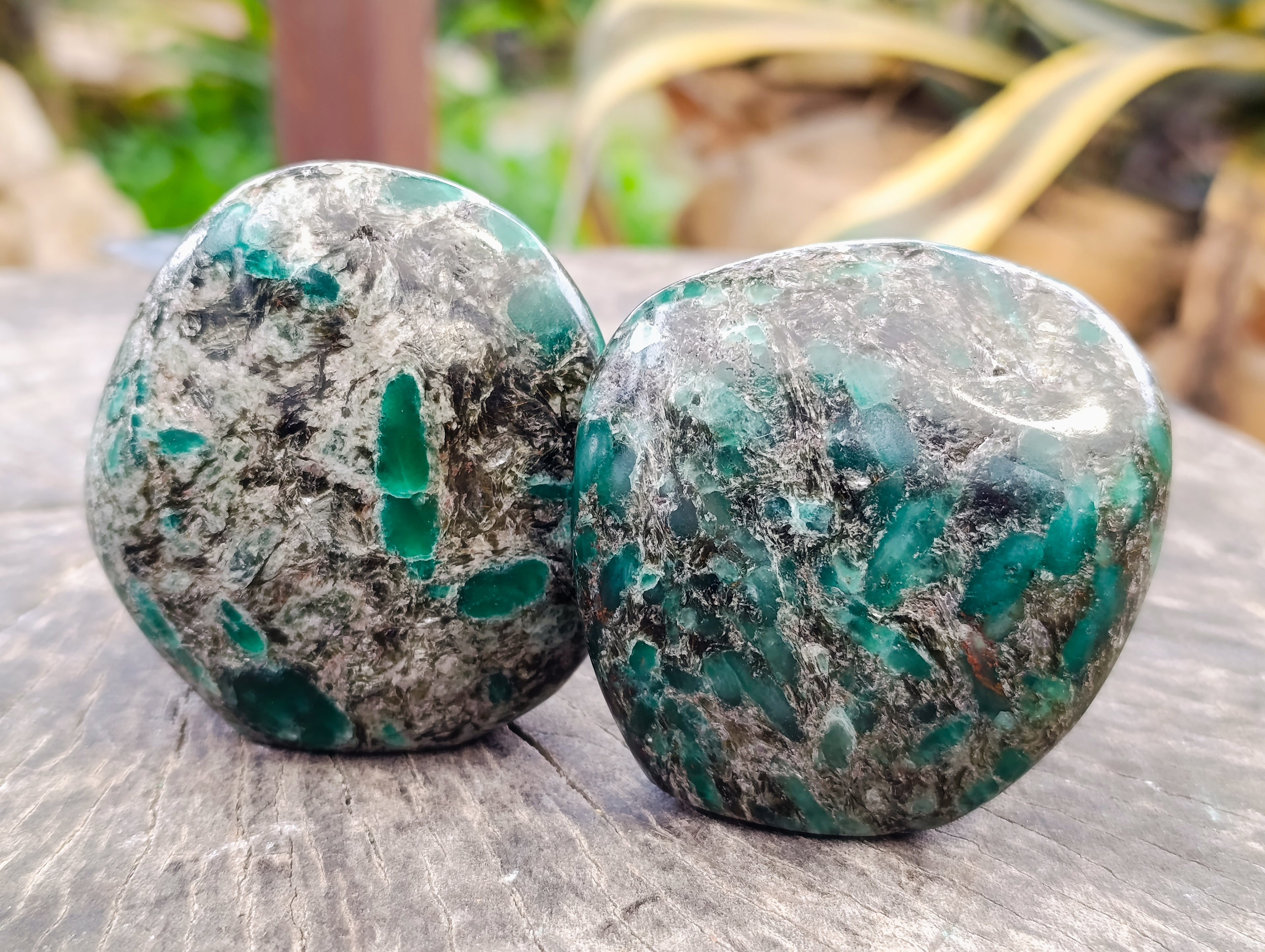 Polished Emerald Mica In Matrix Standing Free Forms x 4 From Mutoko, Zimbabwe - Toprock Gemstones and Minerals 