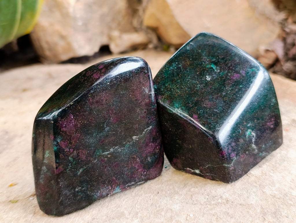 Polished Ruby Corundum In Chrome Verdite Free Forms x 6 From Zimbabwe - Toprock Gemstones and Minerals 