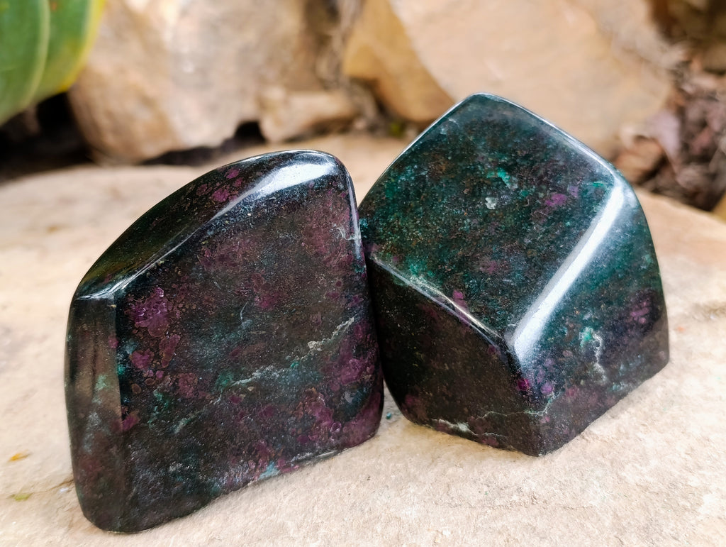 Polished Ruby Corundum In Chrome Verdite Free Forms x 6 From Zimbabwe - Toprock Gemstones and Minerals 