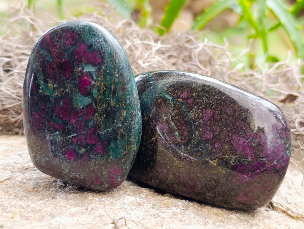 Polished Ruby Corundum In Chrome Verdite Free Forms x 6 From Zimbabwe - Toprock Gemstones and Minerals 