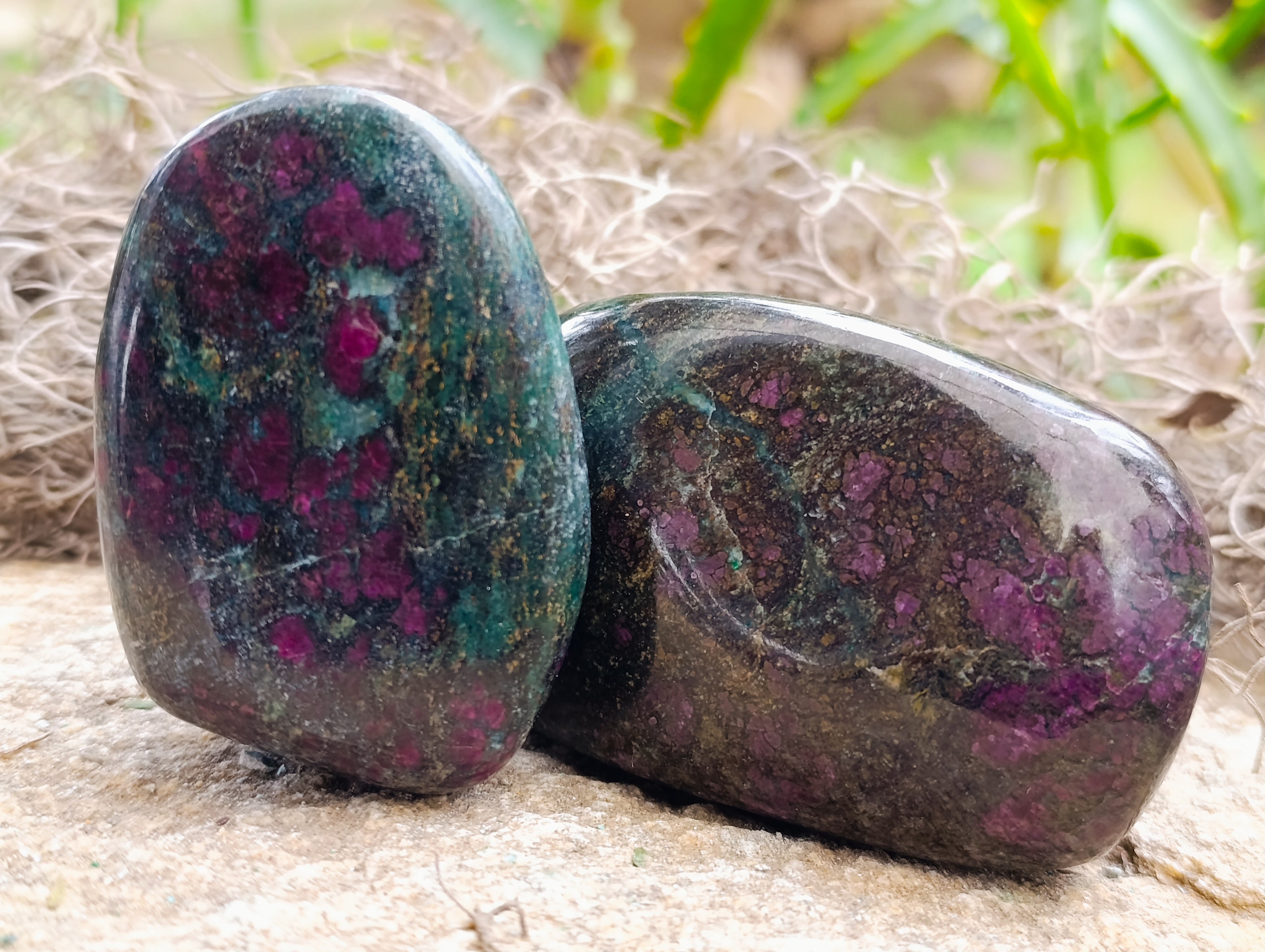 Polished Ruby Corundum In Chrome Verdite Free Forms x 6 From Zimbabwe - Toprock Gemstones and Minerals 