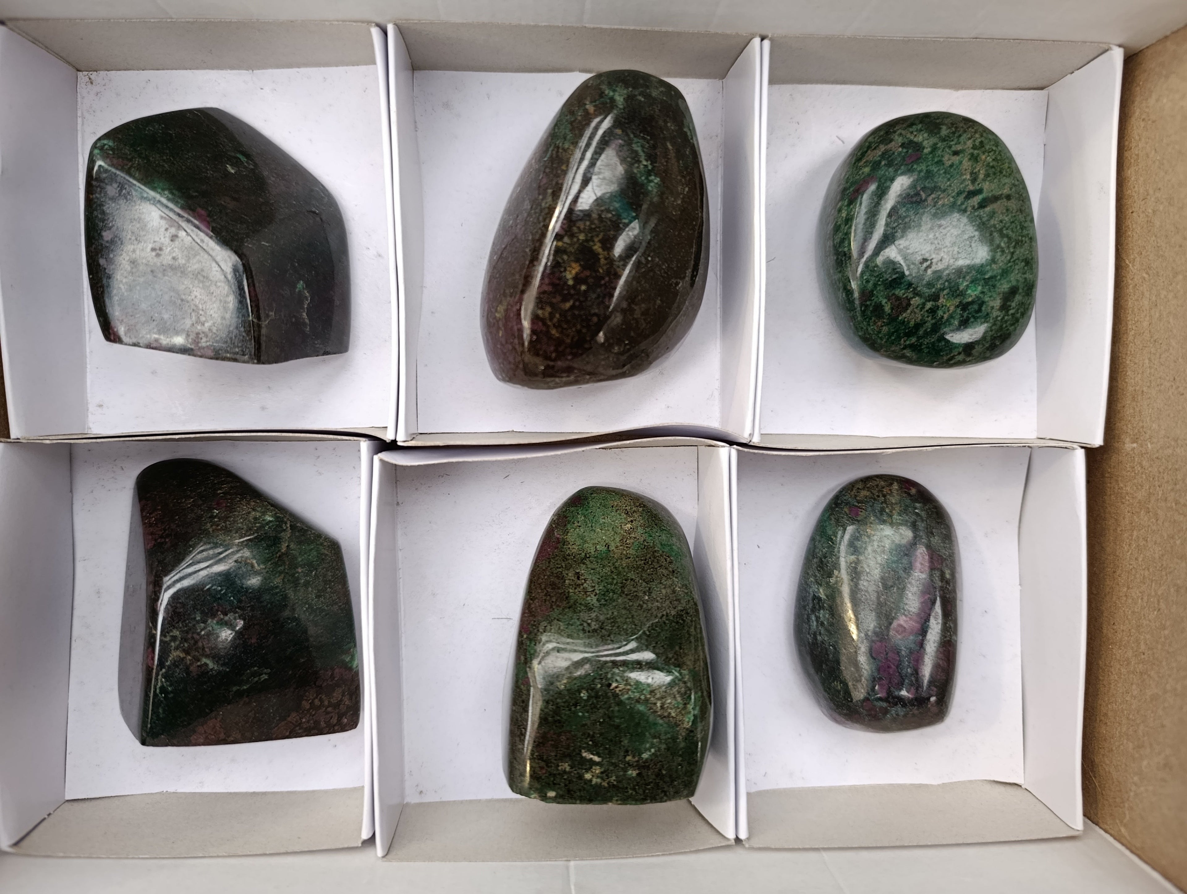 Polished Ruby Corundum In Chrome Verdite Free Forms x 6 From Zimbabwe - Toprock Gemstones and Minerals 