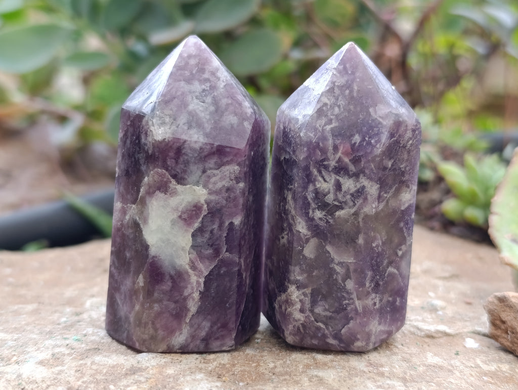 Polished Lepidolite Points x 12 From Vakinankaratra, Madagascar - Toprock Gemstones and Minerals 