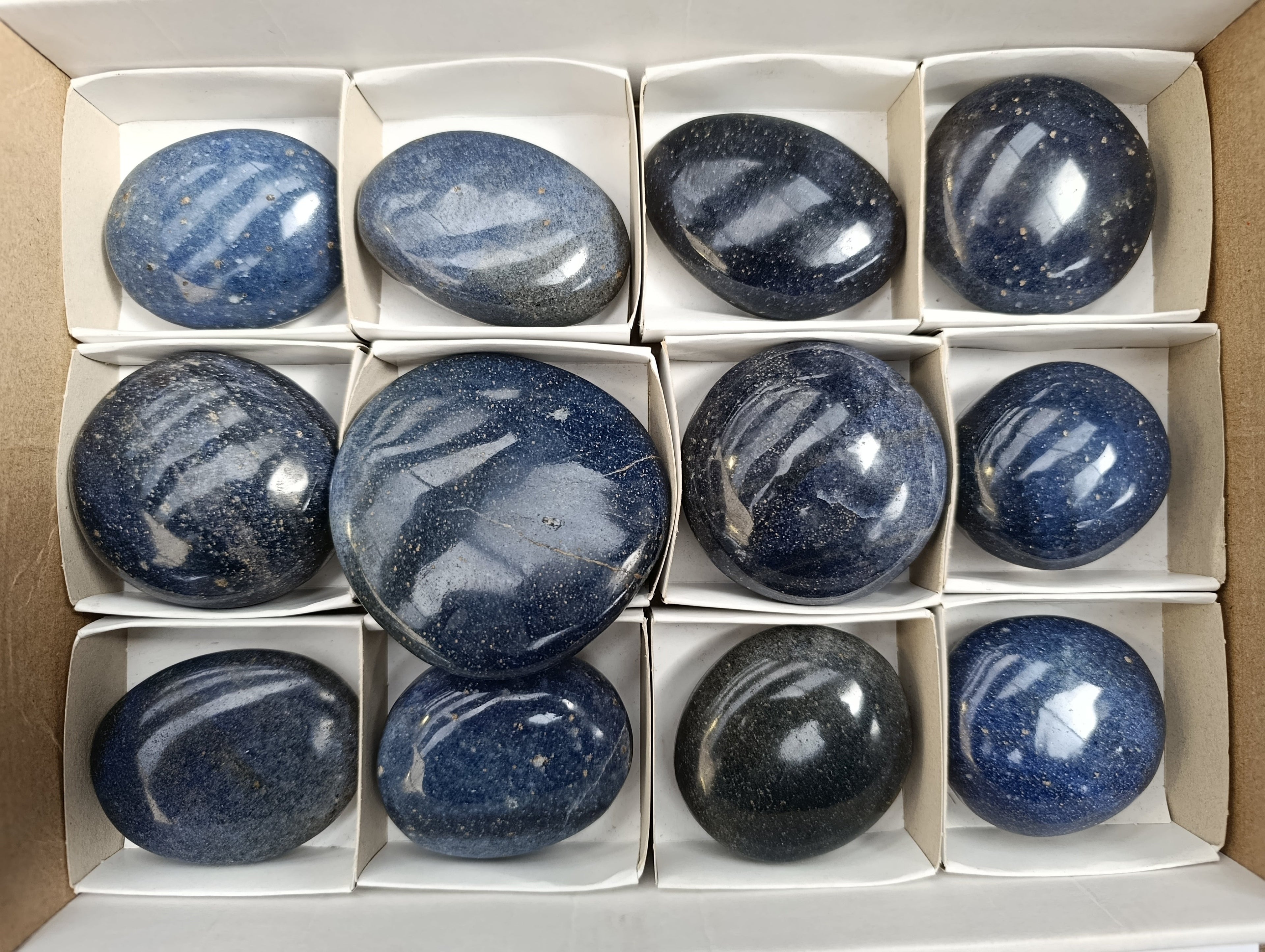 Polished Lazulite Palm Stones x 12 From Madagascar - Toprock Gemstones and Minerals 