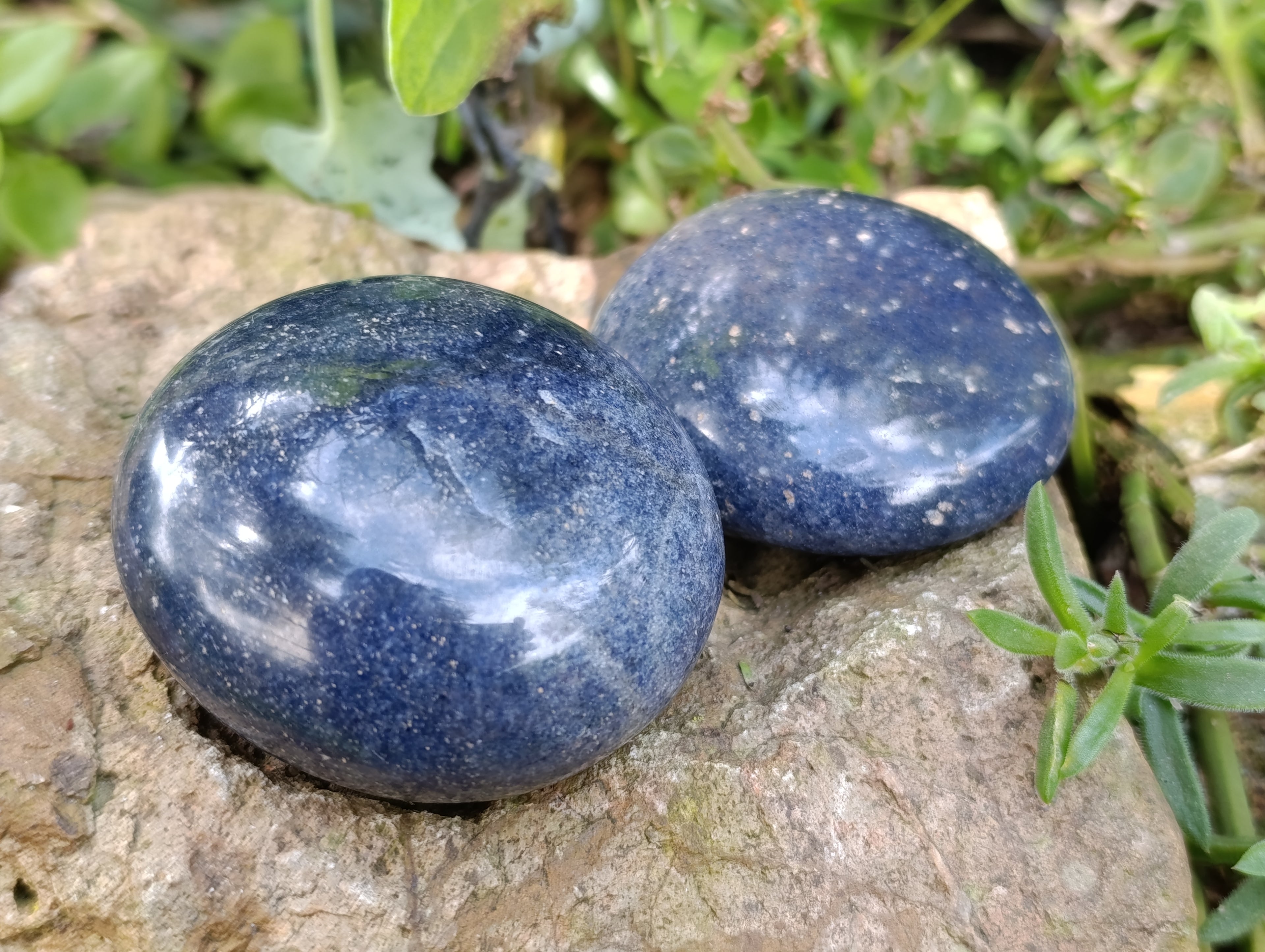 Polished Lazulite Palm Stones x 12 From Madagascar - Toprock Gemstones and Minerals 