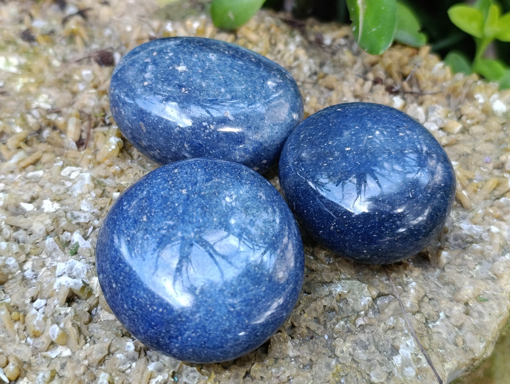 Polished Lazulite Palm Stones x 12 From Madagascar - Toprock Gemstones and Minerals 