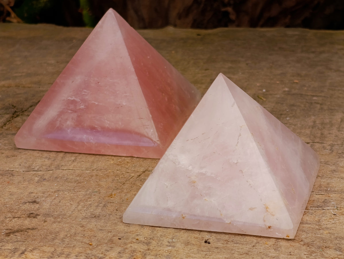 Polished Rose Quartz Pyramids x 4 From Ambatondrazaka, Madagascar - Toprock Gemstones and Minerals 