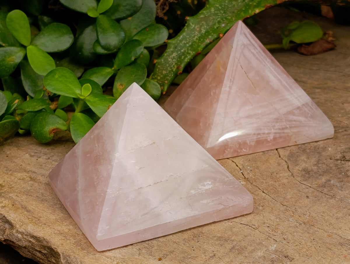 Polished Rose Quartz Pyramids x 4 From Ambatondrazaka, Madagascar - Toprock Gemstones and Minerals 