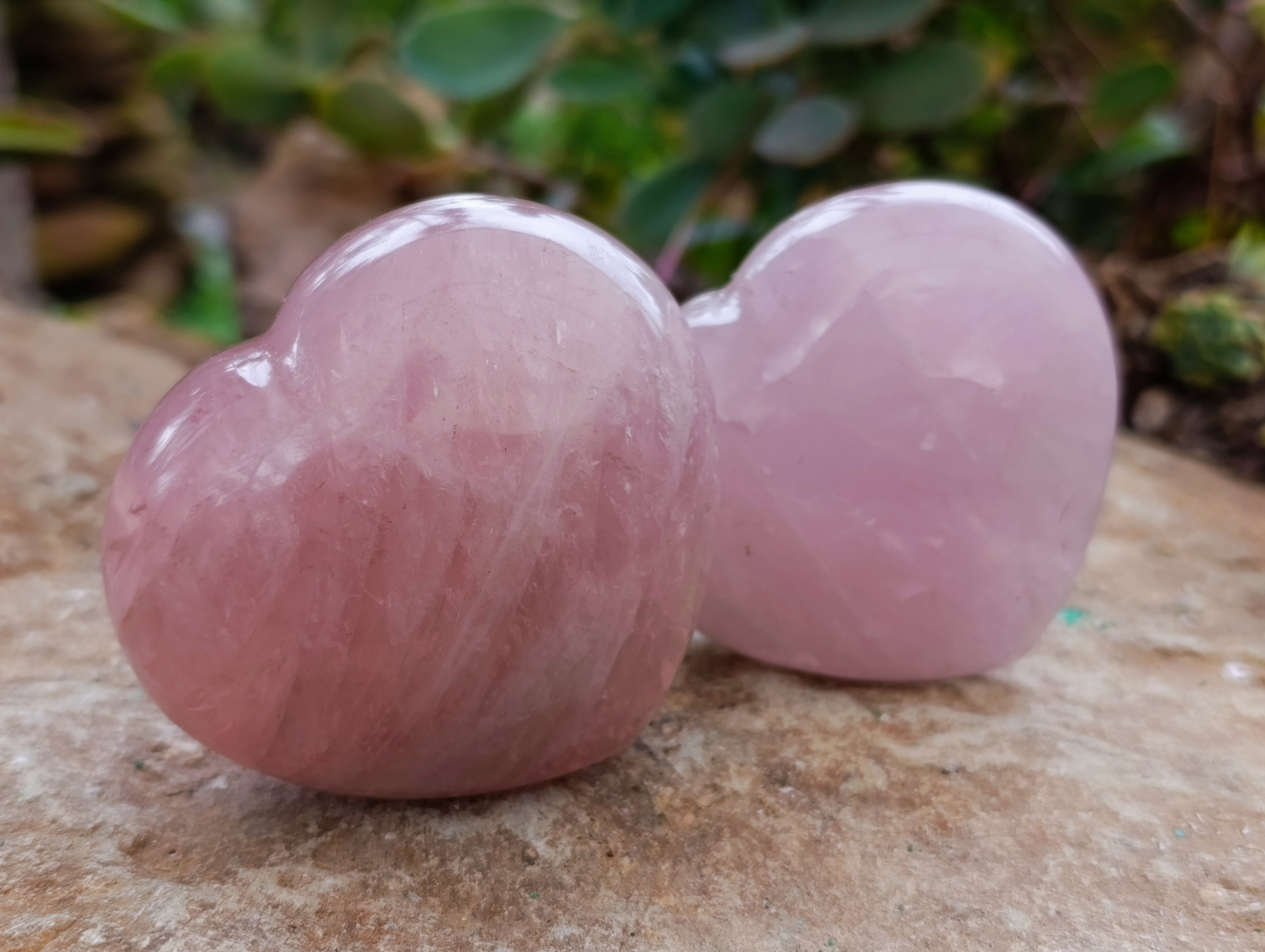 Polished Rose Quartz Hearts x 6 From Ambatondrazaka, Madagascar - Toprock Gemstones and Minerals 