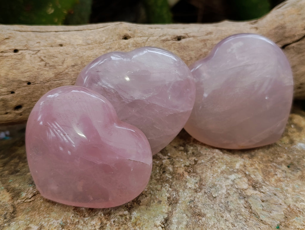Polished Rose Quartz Hearts x 6 From Ambatondrazaka, Madagascar - Toprock Gemstones and Minerals 