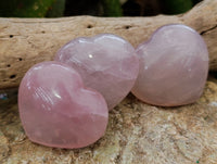 Polished Rose Quartz Hearts x 6 From Ambatondrazaka, Madagascar