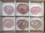 Polished Rose Quartz Hearts x 6 From Ambatondrazaka, Madagascar - Toprock Gemstones and Minerals 