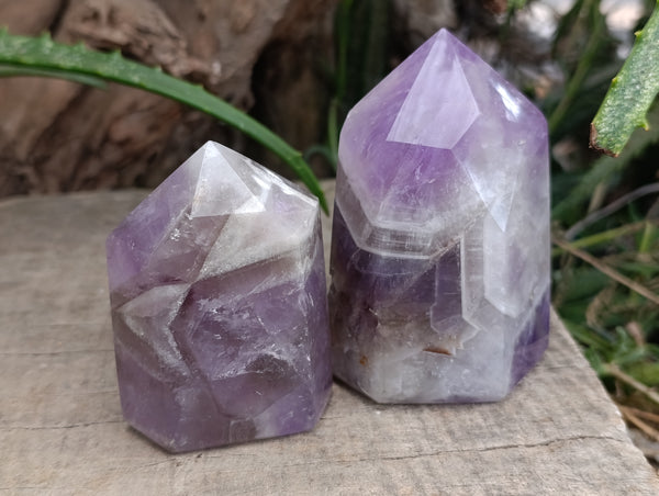 Polished Chevron Amethyst Points x 6 From Ankazobe, Madagascar