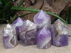 Polished Chevron Amethyst Points x 6 From Ankazobe, Madagascar - Toprock Gemstones and Minerals 