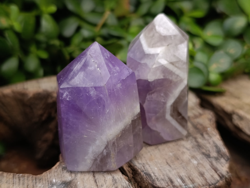 Polished Chevron Amethyst Points x 6 From Ankazobe, Madagascar - Toprock Gemstones and Minerals 