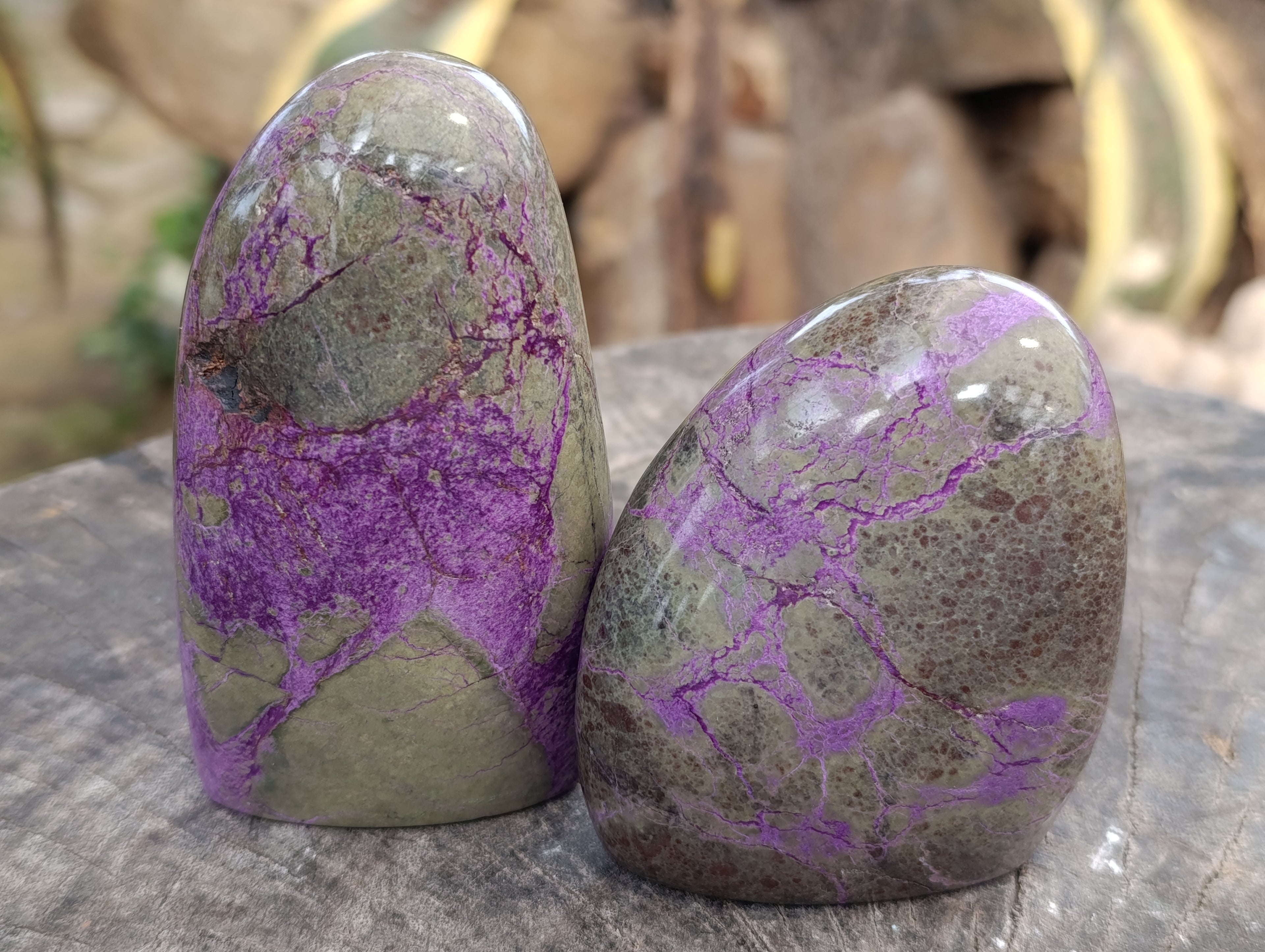Polished Stichtite Standing Free Forms x 6 From Barberton, South Africa - Toprock Gemstones and Minerals 