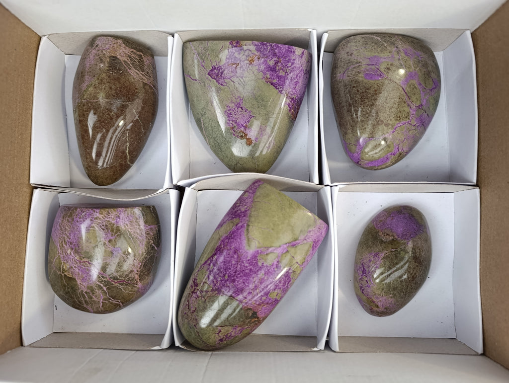 Polished Stichtite Standing Free Forms x 6 From Barberton, South Africa - Toprock Gemstones and Minerals 