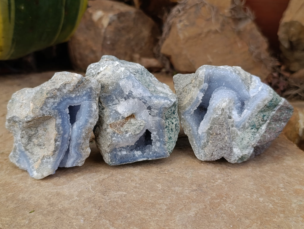 Natural Blue Lace Agate Geode Specimens x 12 From Nsanje, Malawi - Toprock Gemstones and Minerals 