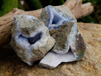 Natural Blue Lace Agate Geode Specimens x 12 From Nsanje, Malawi