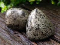 Polished Rare Pharaoh Stone Pyrite in Basalt Palm Stones x 12 Iron Duke Mine, Zimbabwe