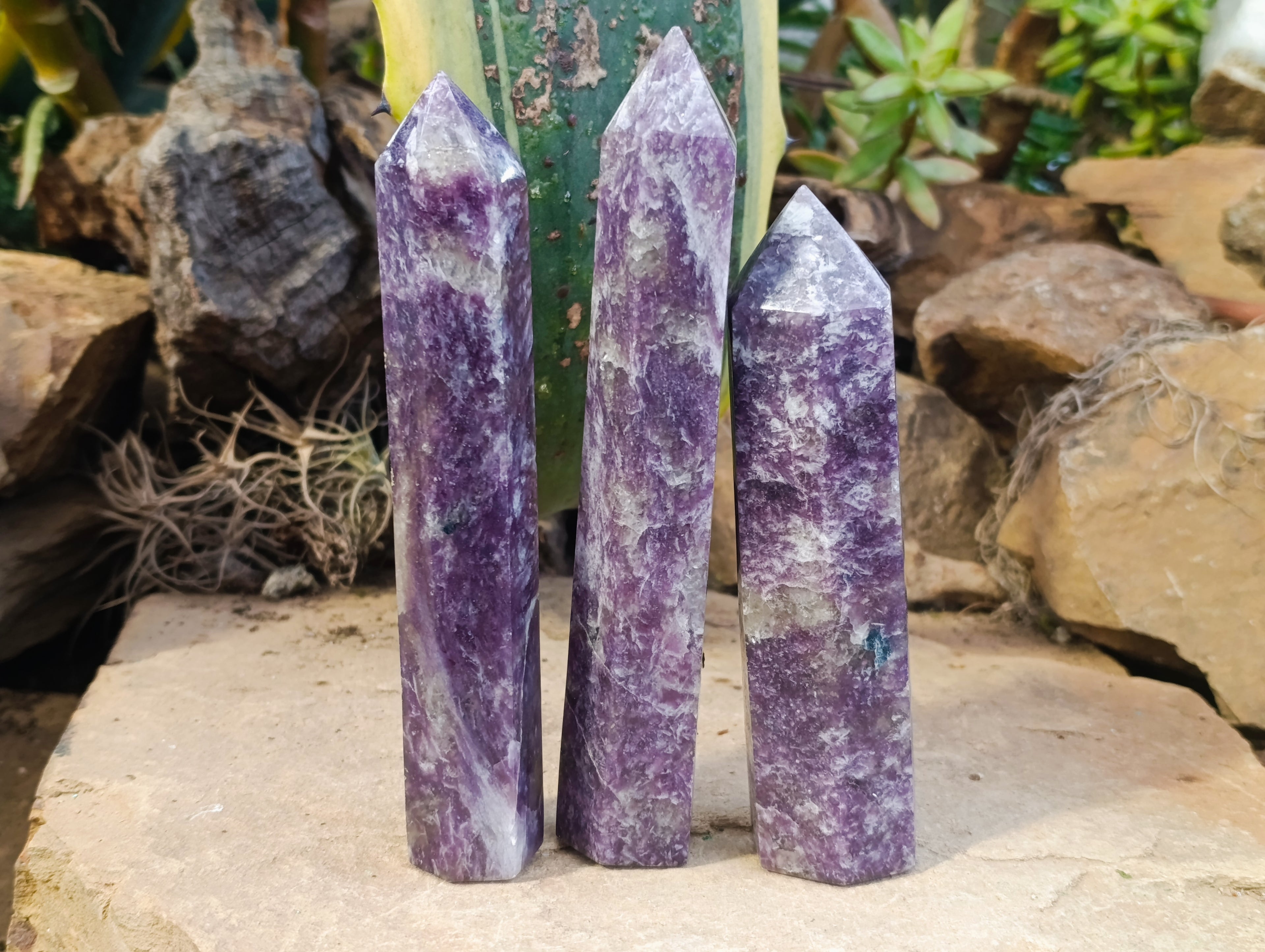 Polished Lepidolite Points x 7 From Vakinankaratra, Madagascar - Toprock Gemstones and Minerals 
