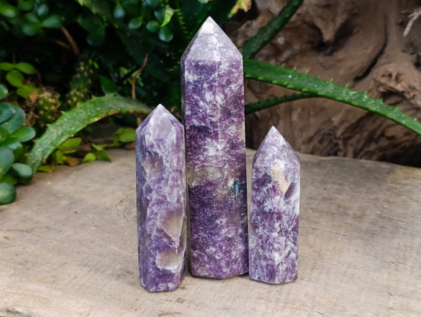 Polished Lepidolite Points x 7 From Vakinankaratra, Madagascar