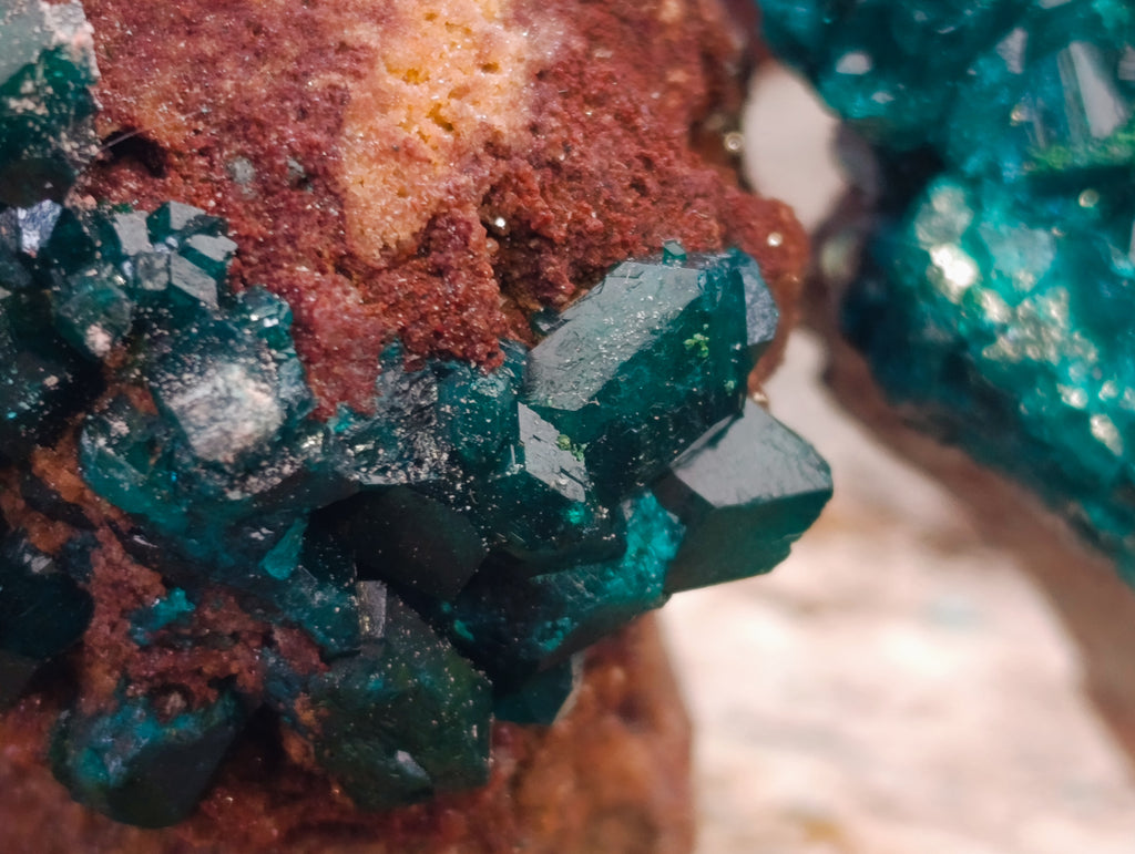 Natural Small Dioptase on Dolomite Matrix Specimens x 2 From Likasi, Congo - Toprock Gemstones and Minerals 