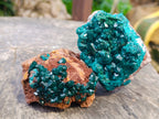 Natural Small Dioptase on Dolomite Matrix Specimens x 2 From Likasi, Congo - Toprock Gemstones and Minerals 