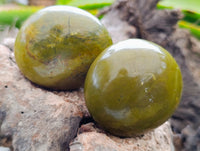 Polished Green Opal Palm Stones x 12 From Betroka, Madagascar