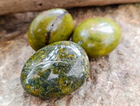 Polished Green Opal Palm Stones x 12 From Betroka, Madagascar