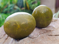 Polished Green Opal Palm Stones x 12 From Betroka, Madagascar