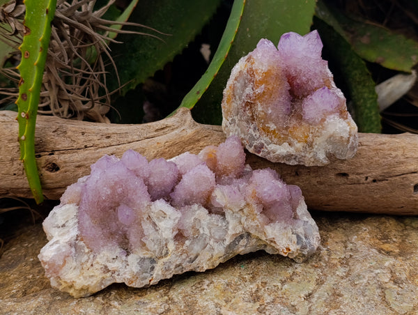Natural Amethyst Spirit Quartz Clusters x 2 From Boekenhouthoek, South Africa