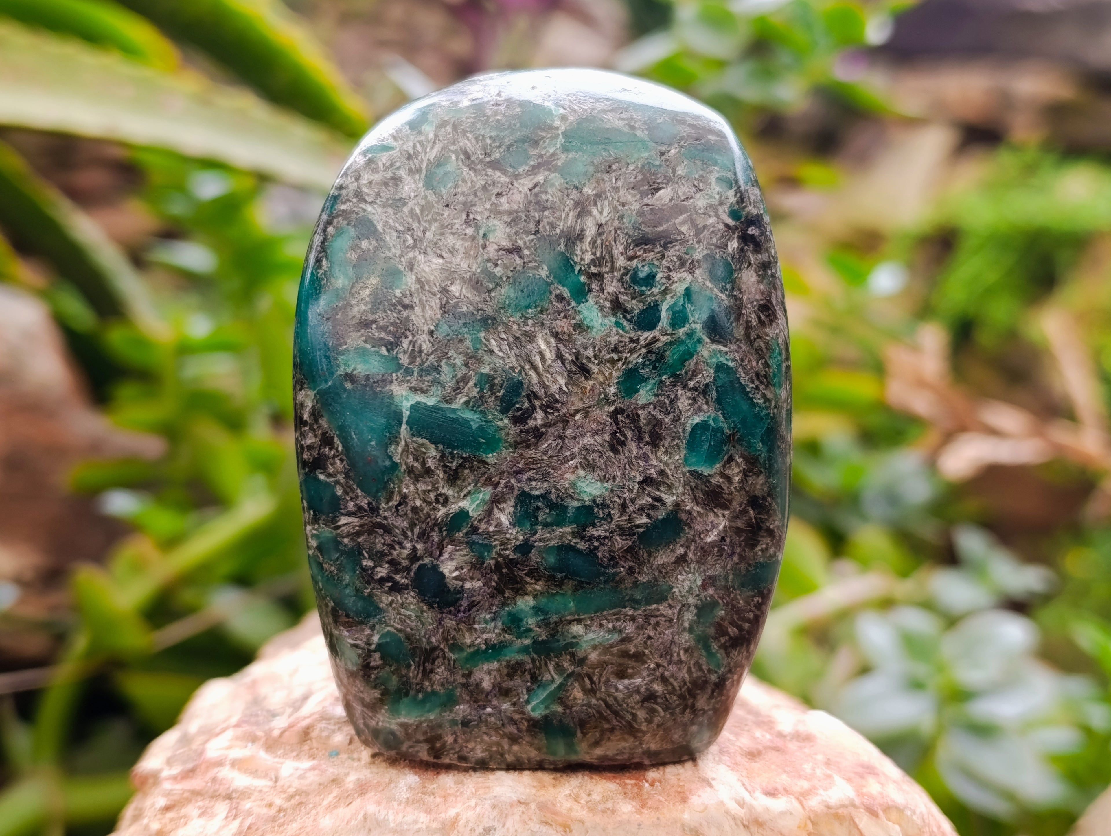 Polished Emerald Mica In Matrix Standing Free Forms x 4 From Mutoko, Zimbabwe - Toprock Gemstones and Minerals 