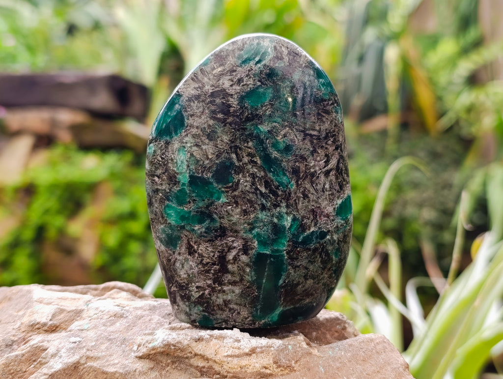 Polished Emerald Mica In Matrix Standing Free Forms x 4 From Mutoko, Zimbabwe - Toprock Gemstones and Minerals 