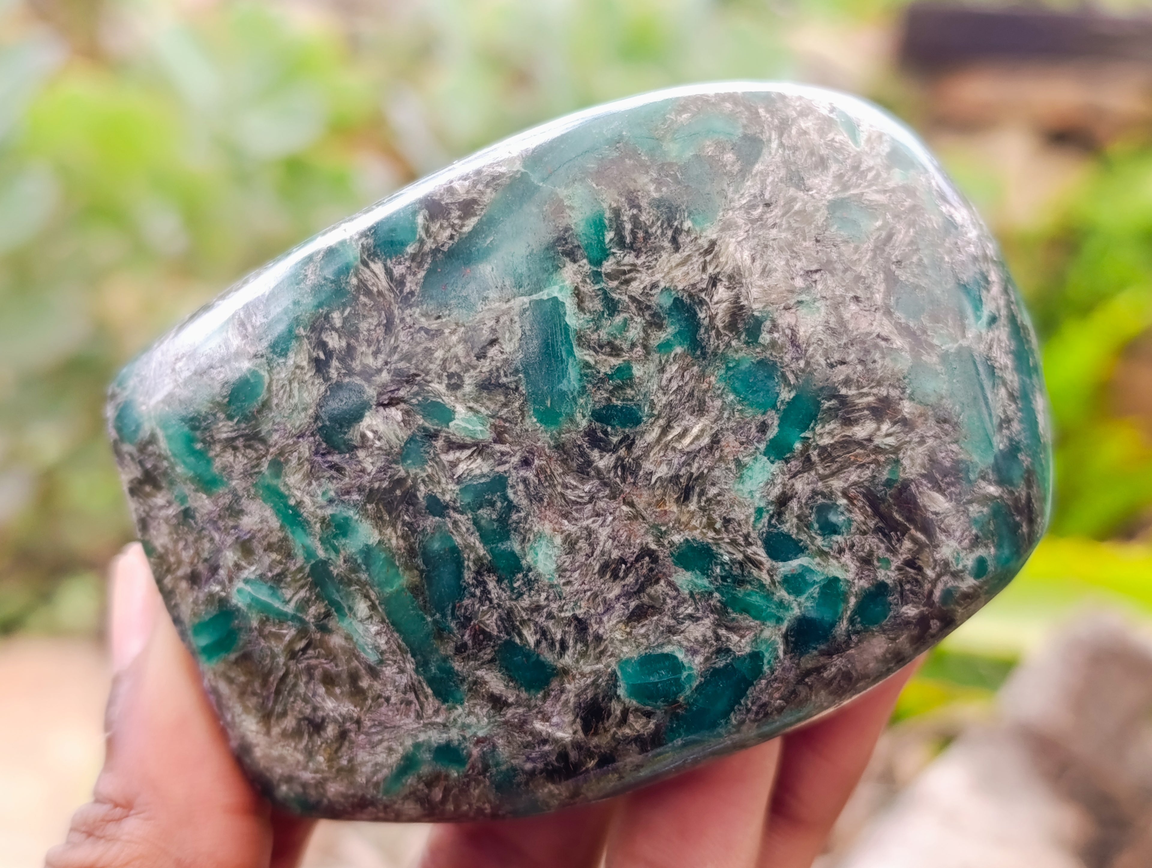 Polished Emerald Mica In Matrix Standing Free Forms x 4 From Mutoko, Zimbabwe - Toprock Gemstones and Minerals 