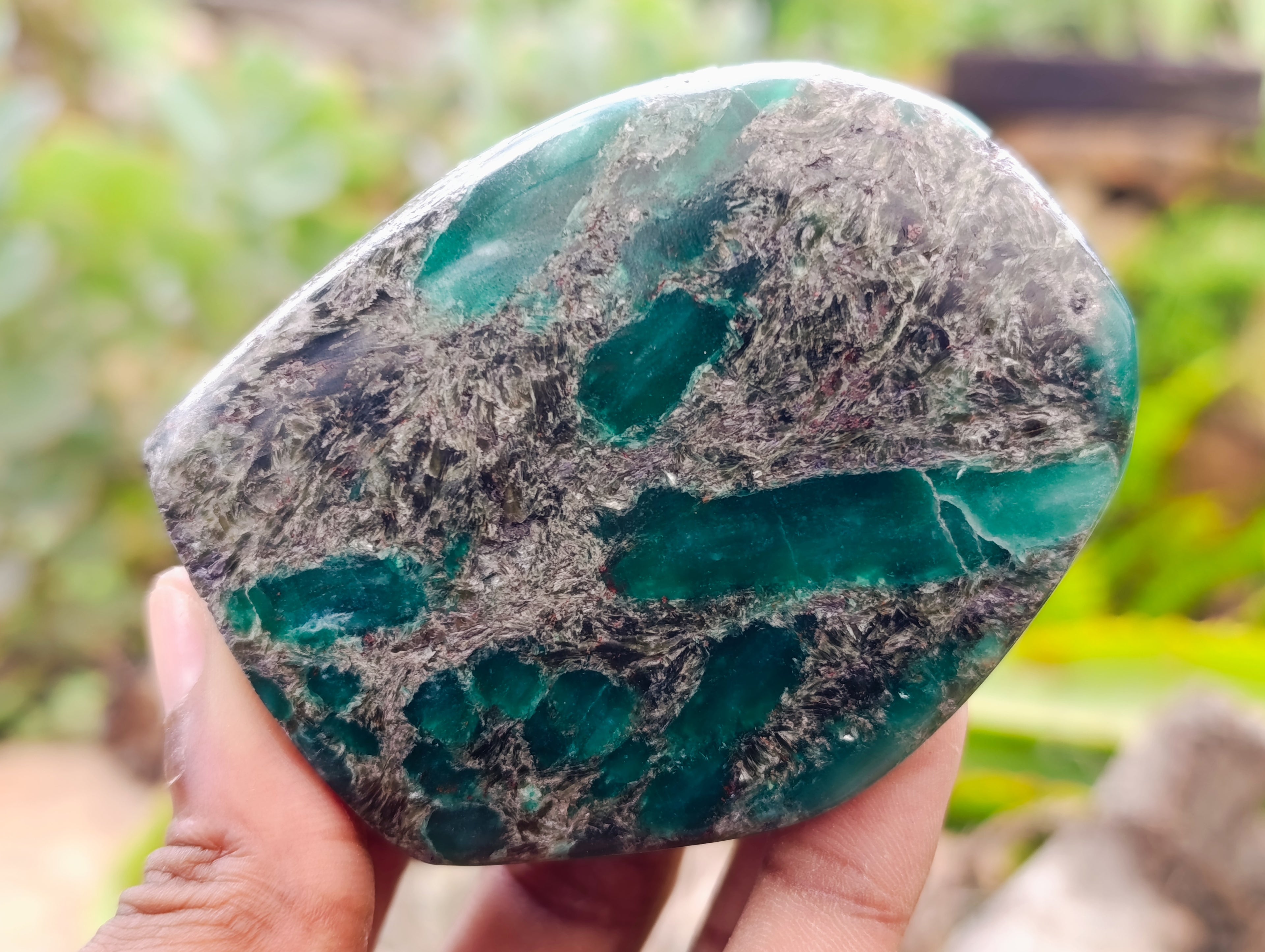 Polished Emerald Mica In Matrix Standing Free Forms x 4 From Mutoko, Zimbabwe - Toprock Gemstones and Minerals 